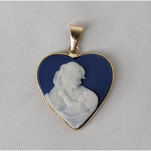 Vintage 10kt Yellow Gold Jasperware Charm Pendant Woman Child 10K‎